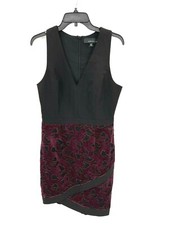 Adelyn Rae Dress Womens Medium Sleeveless Black Maroon Velvet Asymmetric Hem
