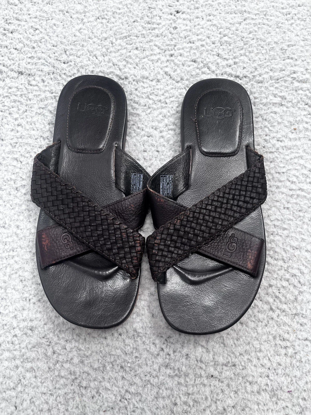 Sandali UGG uomo 11 pelle marrone scuro incrociato slide