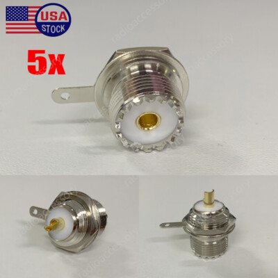 5Pcs SO-239 Female UHF Solder Chassis Mount SO239 Bulkhead RF Connector Teflon