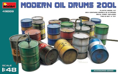 MINIART MODELS 1/48 Modern 200L Fuel Drum Set 21pcs MIA49009