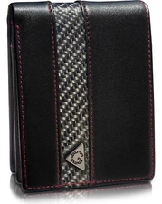 Full Grain Leather Wallet Men Card Holder ID Wallet RFID Carbon Fiber Gift Men