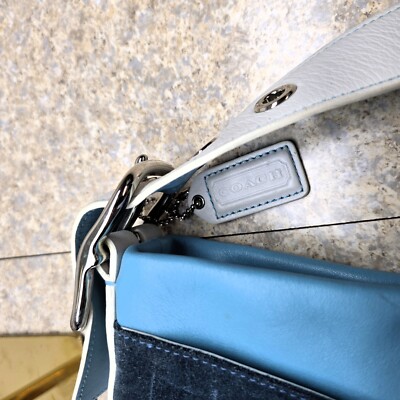Coach Vintage Signature Wave Duffle Patchwork Hobo Bag – Blue