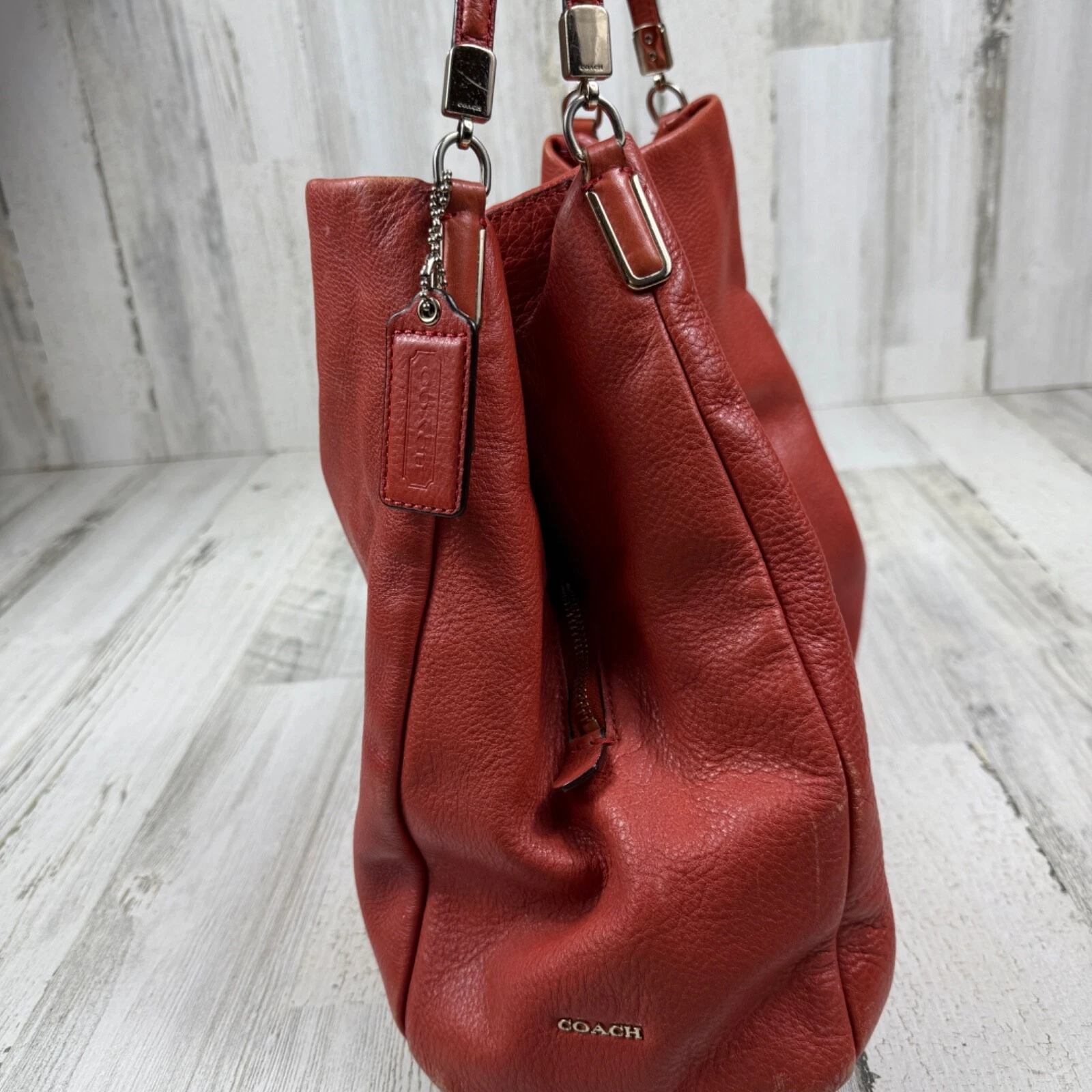 BORSA A TRACOLLA COACH 24621 MADISON PELLE PHOEBE BORSETTA VERMILLION ARANCIONE