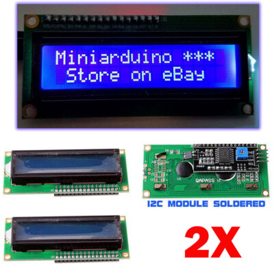 2x 1602 BLUE LCD HD44780 With IIC I2C Serial Interface Adapter Modules Display