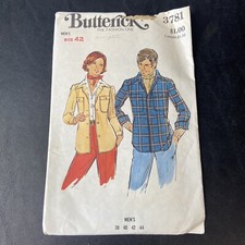 Butterick 3781 Men's Shirt Jacket Pointed Collar Sz 42 COMPLETE VTG