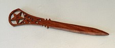 Vintage Antique OES Masonic Folk Art Carved Wood Letter Opener Desk Paper Knife