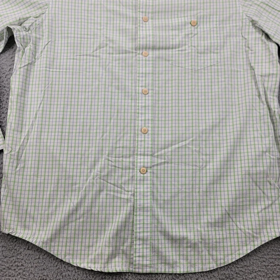 Indigo Palms Shirt Mens XL Tan Blue Green Striped Button Up - Image 4 of 4
