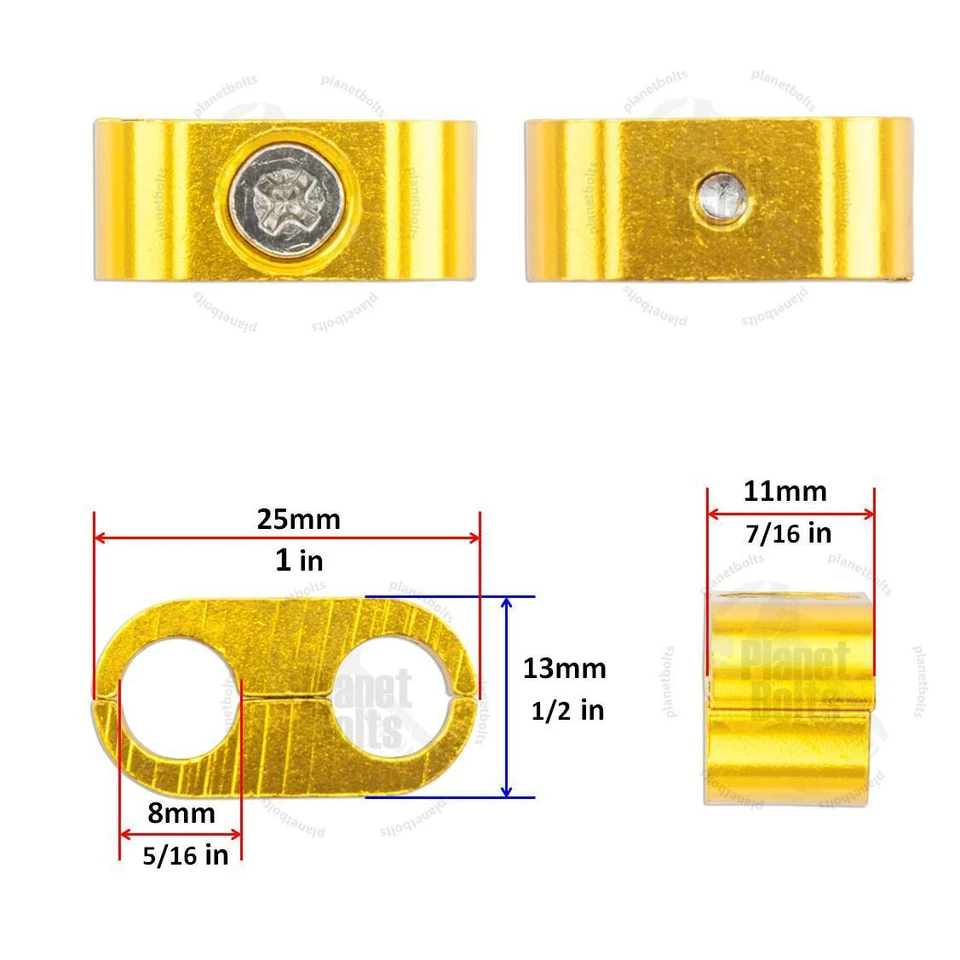 Espaciador de línea de freno dorado organizador universal para motocicleta abrazadera de cable de acelerador Foto 2 de 3