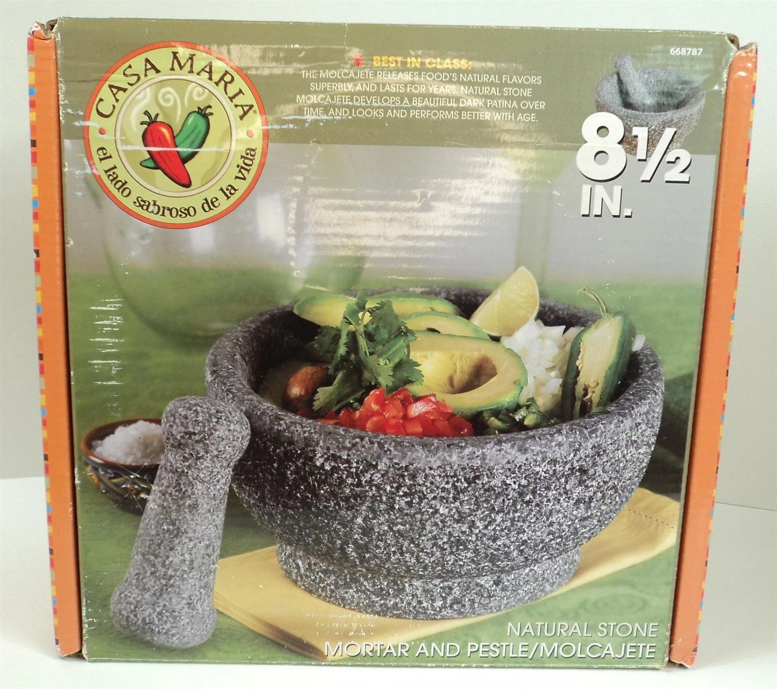 Casa Maria Large Natural Stone Mortar and Pestle - 8.5" - Best In Class - NEW!