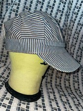 VTG 40S 50S MENS 6 5/8 RR RAILROAD HICKORY STRIPE DENIM WORK CAP HAT