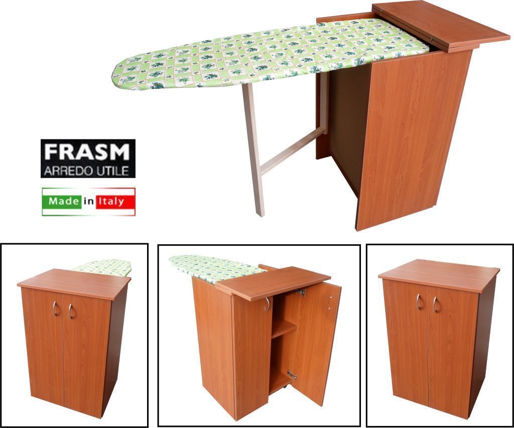 MOBILE TAVOLO ASSE DA STIRO LEGNO MULTIUSO CASA STIRARE CILIEGIO ITALY 2022