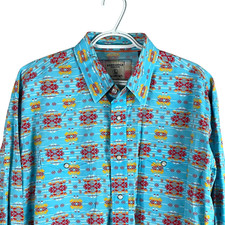 Panhandle Slim Rough Stock Mens Pearl Snap Western Shirt Southwest Aztec Large