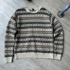 VINTAGE  Gap Fair Isle Lambs Wool Striped Knit Sweater sz M