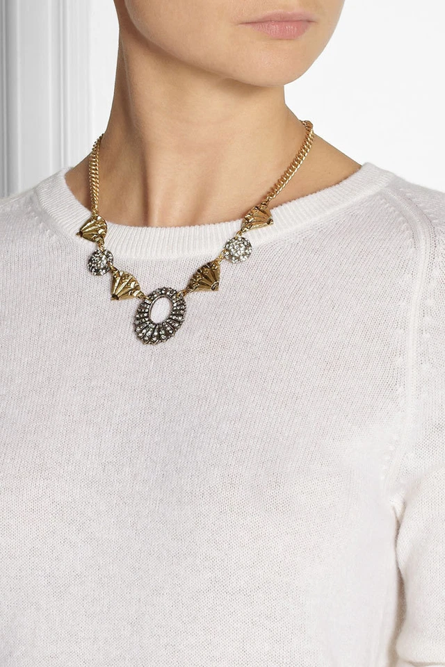 NUEVO Collar Adriático Lulu Frost Cristal Latón Declaración Tono Dorado De Colección Jcrew Foto 4 de 4