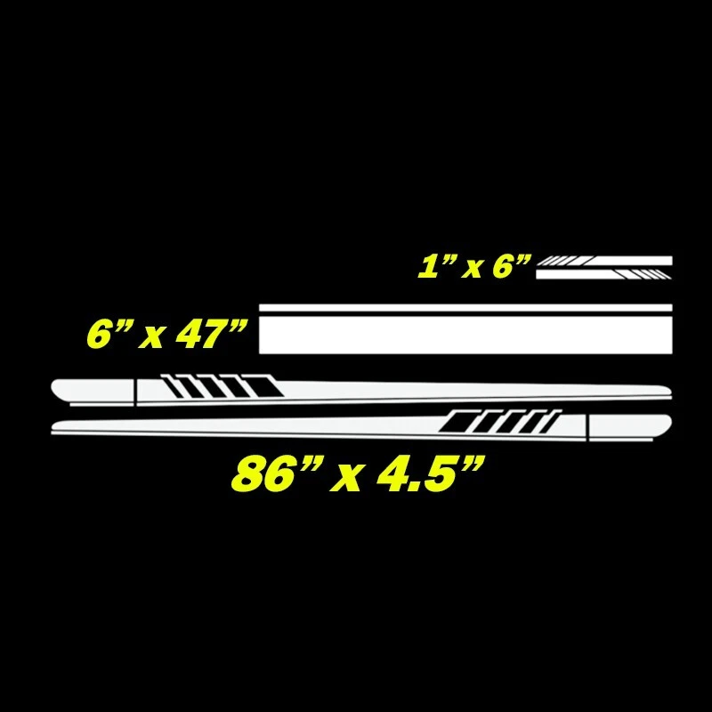Juego de 5 calcomanías de vinilo a rayas falda guardabarros lateral carreras a cuadros sedán P Foto 2 de 4