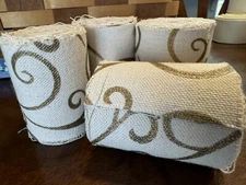Metallic GOLD Scroll on Ivory Canvas Fabric  2 1/2" Ribbon Craft TRIMS 40 Yards