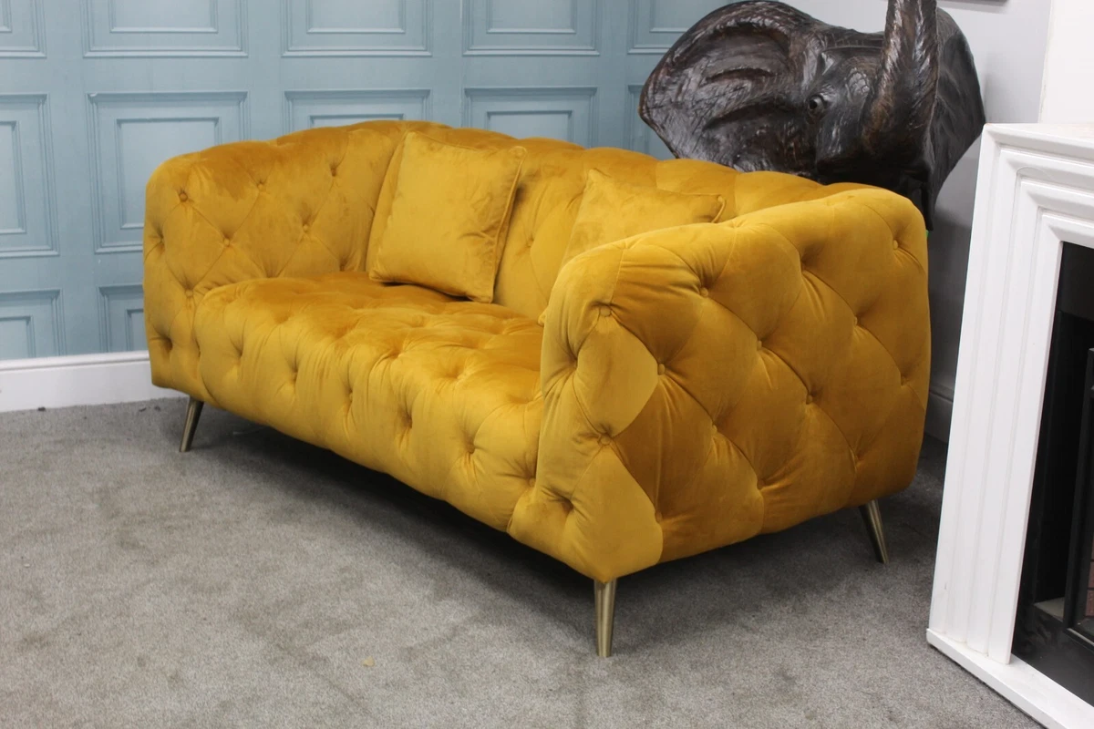 SOFOLOGY ALCHEMIST 2 SEATER SOFA IN YELLOW VELVET FABRIC