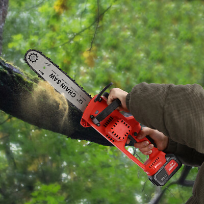 12 Inch Electric Chainsaw Portable Handheld Cordless Chainsaw w/ Battery&Charger