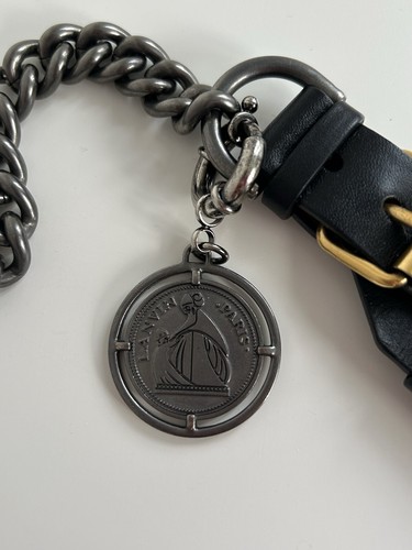 Autentica borsa a tracolla Lanvin Happy in pelle nera panna - Foto 10 di 13
