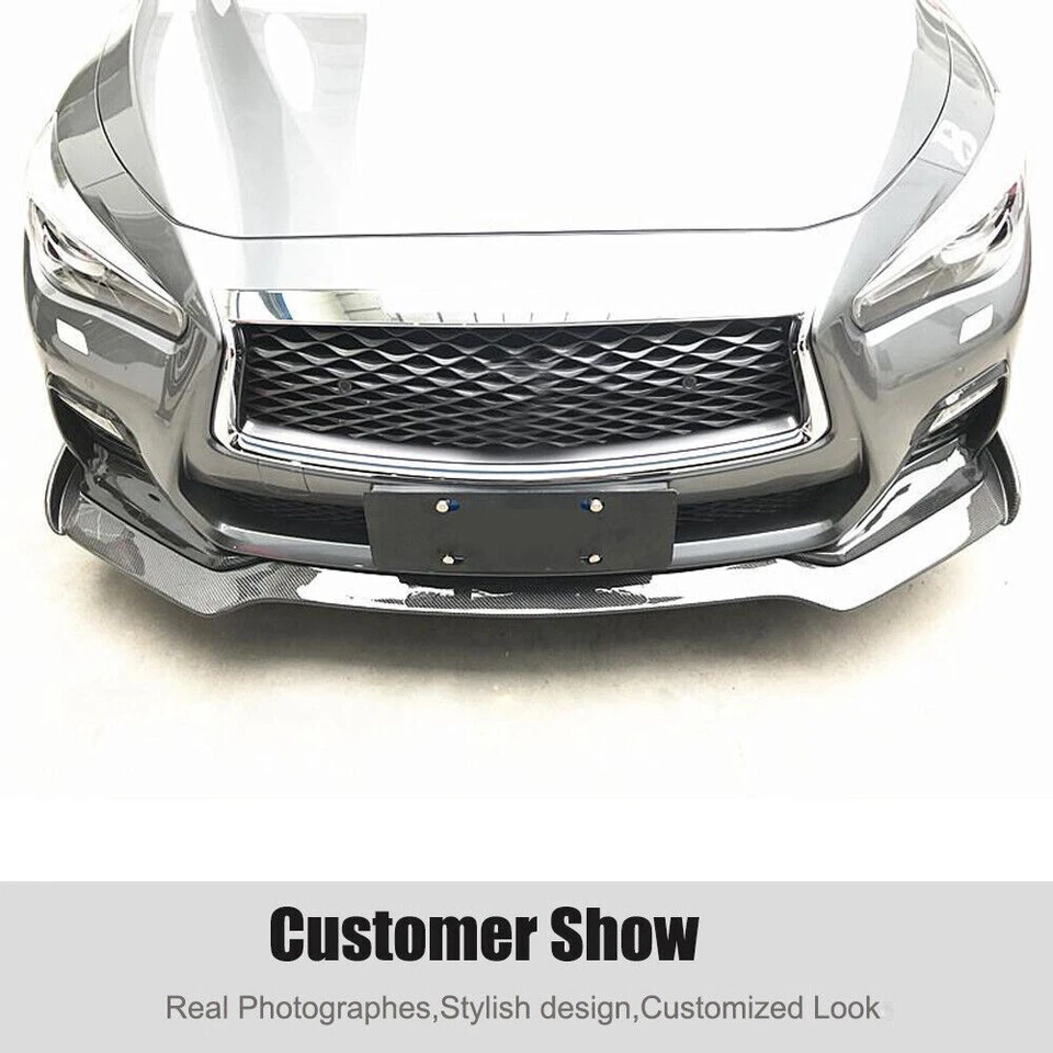 For Infiniti Q50 Sport 18-22 Real Carbon Fiber Front Bumper Lip Spoiler Splitter - Image 3 of 4