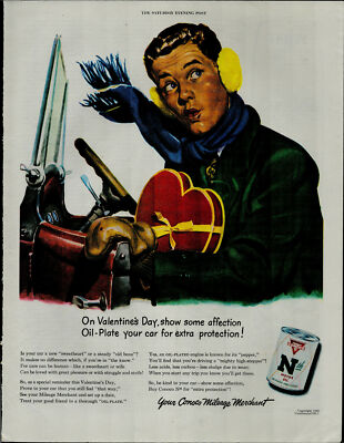 1948 Conco Mileage Merchant Motor Oil Heart Shaped Box Vintage Print Ad 3755