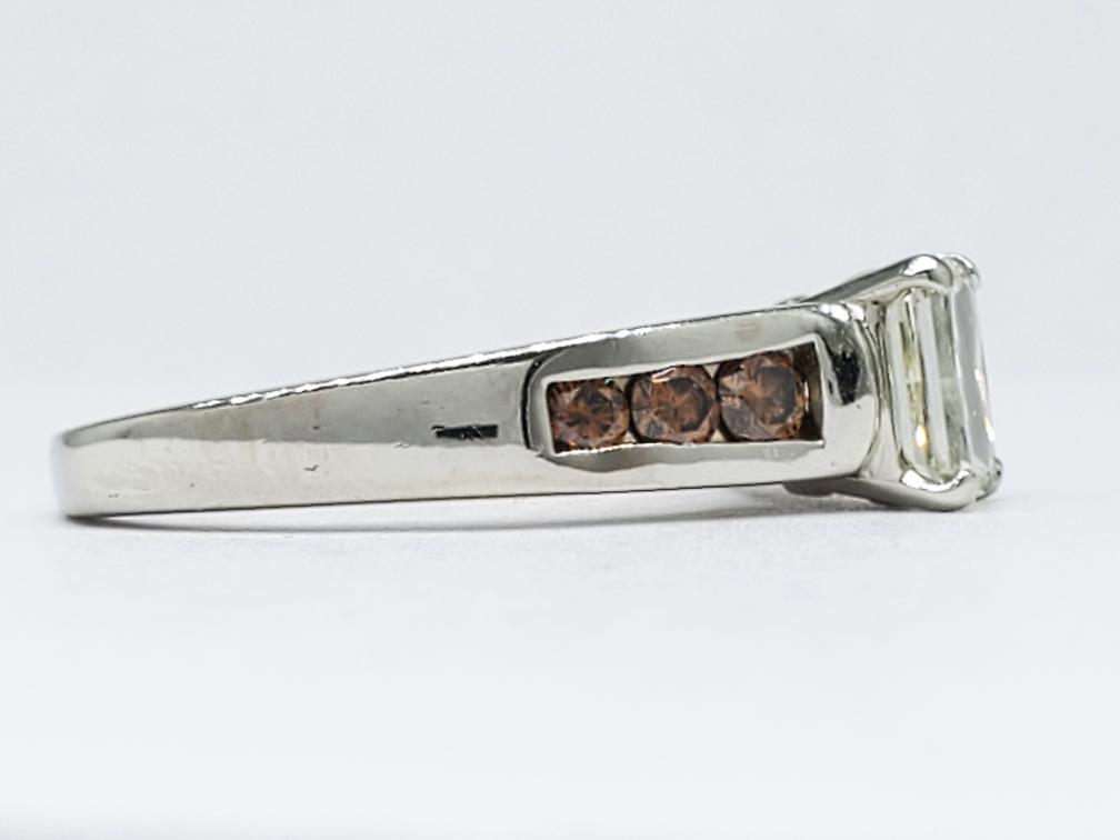 14K Solid White Gold Rectangular Modified GIA Dia… - image 2