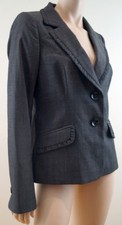 Classiques Entier Dark Grey Pleated Wool Mix Evening Blazer Jacket 10 Uk14 Bnwt
