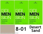 3 x Schwarzkopf 3d MENSION 5 Min Grey Blend (8-01 Desert Sand) Colour Cream