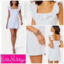 NWT 218 Lilly Pulitzer Zoya Ruffle Romper 14,16 Pineapple Pucker Jacquard White