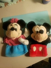 Mattel Vintage Disney Mickey Mouse Minnie Mouse Hand Puppets Pretend Play