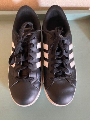 Adidas Neo Cloudfoam Black Leather Sneakers Women's Shoes Size 6 ART AW4407  | eBay