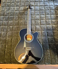 Gear4music Black Cutaway Dreadnought 6-String Acoustic + AA-15 Amp Bundle