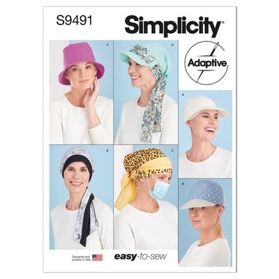SS9491A Chemo Head Coverings Sewing Pattern Kit, Code S9491, Sizes S-M-L