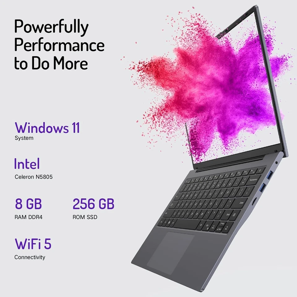 Celeron N Laptop 8GB RAM 256GB SSD FHD Display - Image 4 of 4