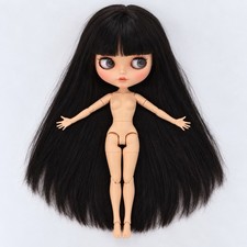 ICY Blythe Doll Nude 12inch doll black long straight hair tan Skin matte face