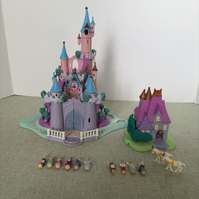 1995 Polly Pocket Bluebird Cinderella Castle & Stepmother's House w/ 12 figures