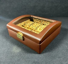 Techswiss Brown Leather Leopard Print 8 Slot Watch Box with Lock and Key