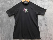 Kanu Girl Rash Guard Girls S Black Short Sleeve Athletic Palm Tree Swim Top