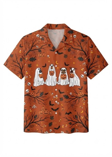 Сute Ghost Dog, Halloween Shirt, Ghost Halloween Hawaiian Shirt