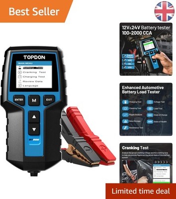 Advanced BT200 Battery Analyzer for Cars, Trucks & Motorcycles - Easy Read LCD
