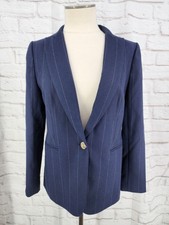 J Crew Women Blazer Chalk Stripe Cashmere Touch Career Work Office Blue Size 6
