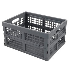 1 PCS 16 Quart Collapsible Crate Plastic Folding Storage Basket Bin Grey