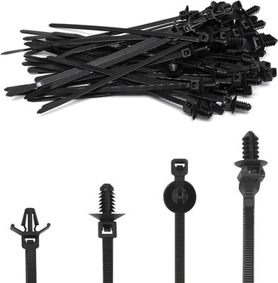 40 PCS Push Mount Zip Ties, Nylon Car Mount Wire Ties Snap in Cable Zip Tie, ...