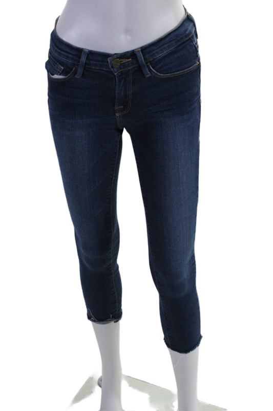 Frame Women's High Waist Medium Wash Crop Skinny Denim Pants Size 25