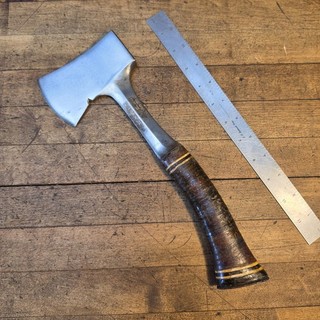 VINTAGE ESTWING Camp Axe Hatchet • Stacked Leather • 1lb Head ☆USA