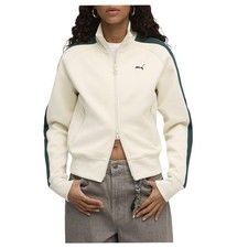PUMA T7 Always On Short Full Zip Track Jacket Womens White Casual Athletic Outer