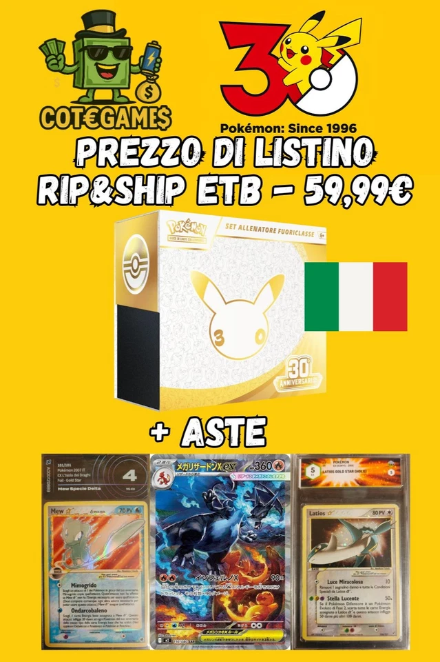 [HIGH END]🔥POKEMON TCG 30th ANNIVERSARIO 🔥ETB ITA A LISTINO + ASTE 😍