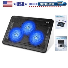 15.6"-17" Laptop Cooler Cooling Pad - Slim Portable USB Powered 3 Fans, Black...