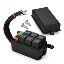 12 Volt 6 Way Pre-Wired Fuse Relay Box with 6 Relays and 6 Slots ATC/ATO Blade F