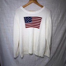 White American Flag Knit Sweater Americana Preppy Pullover